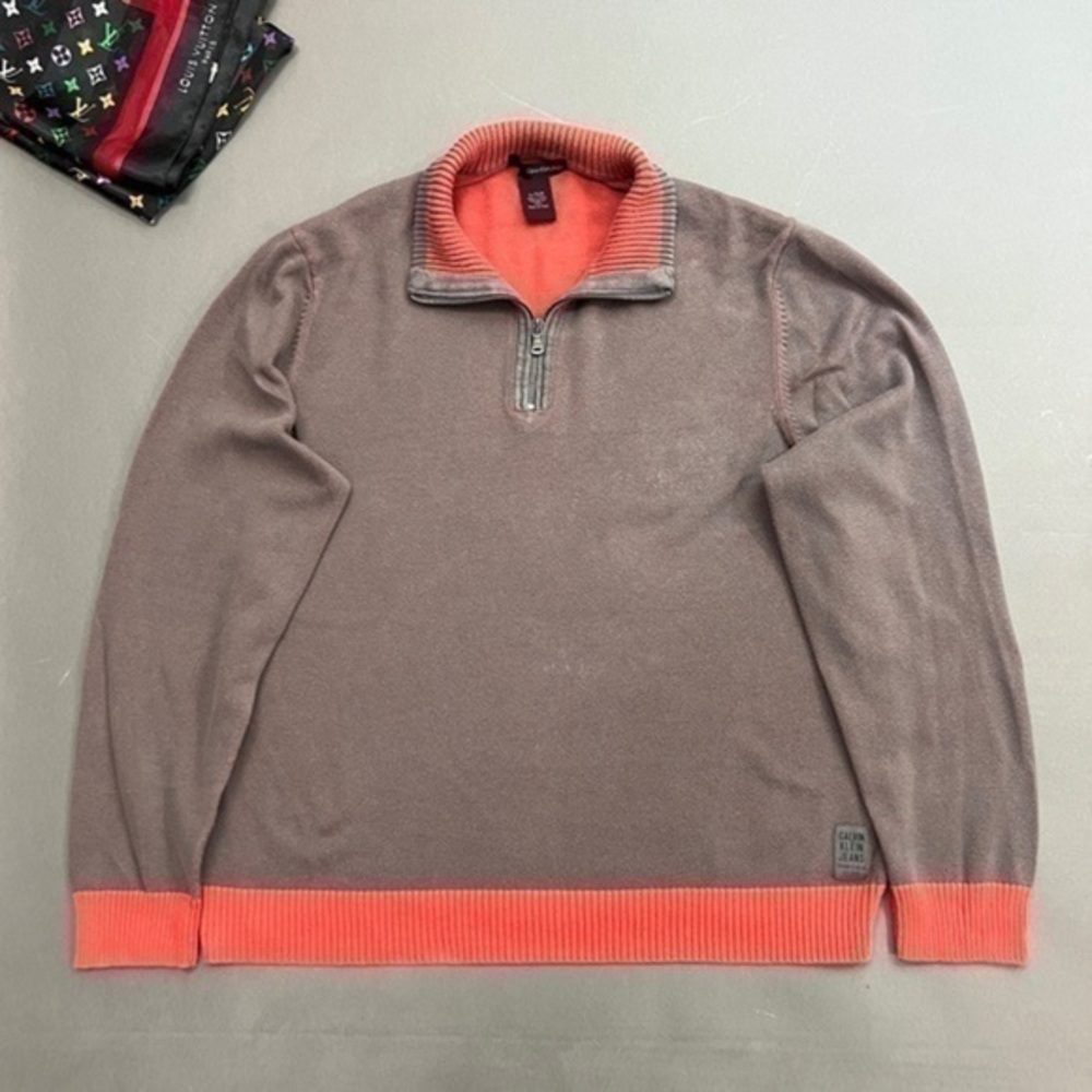 2 Tone Quarter Zip Knit Pullover Sweater